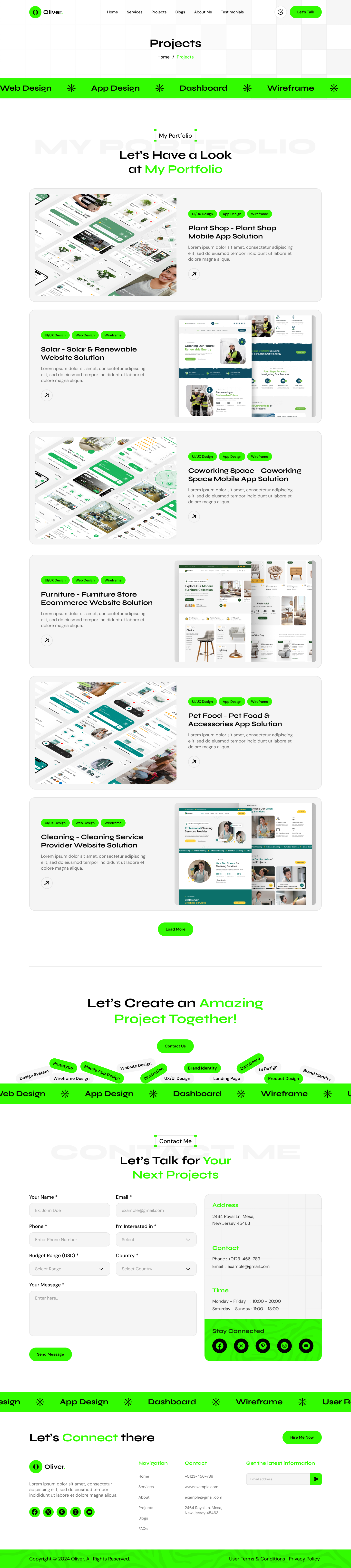 personal portfolio website figma ui ux projects Page Light mode page design