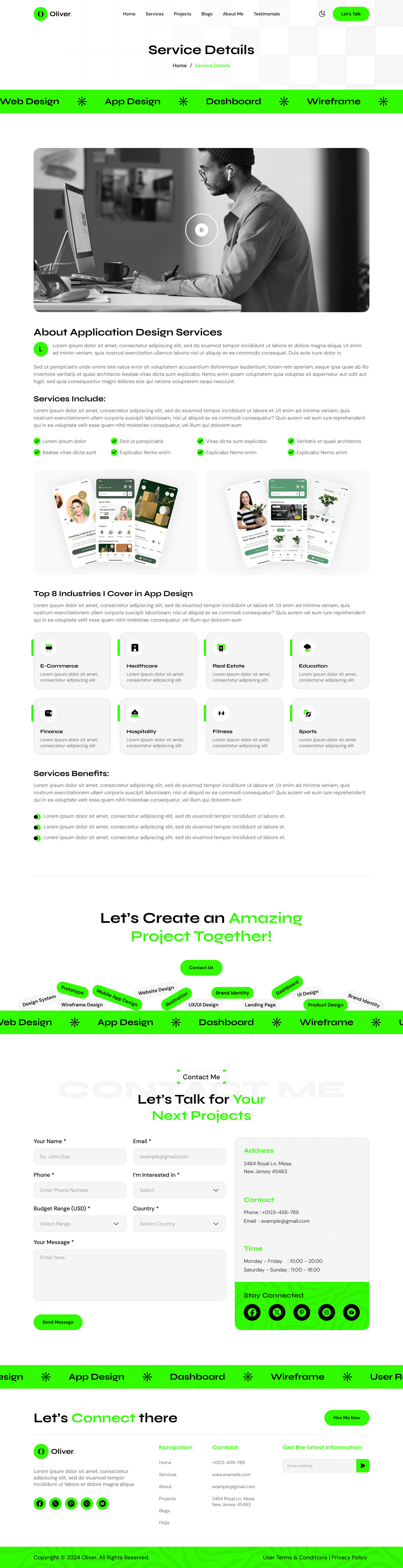 personal portfolio website figma ui ux services Details Light mode page design