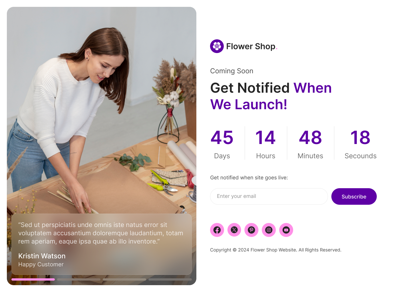 flower ecommerce website figma ui ux Coming Soon Page Design