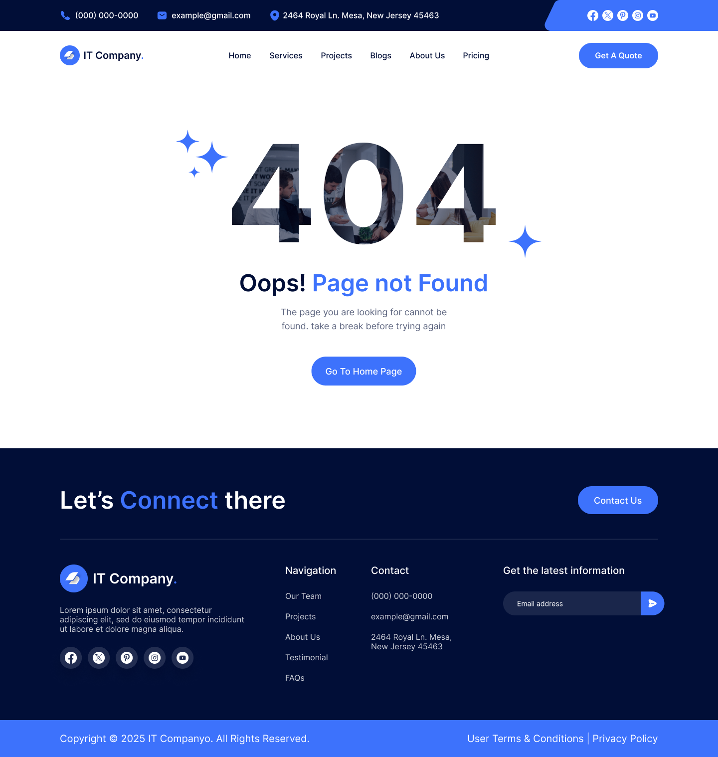 it services and technology website error page ui ux design