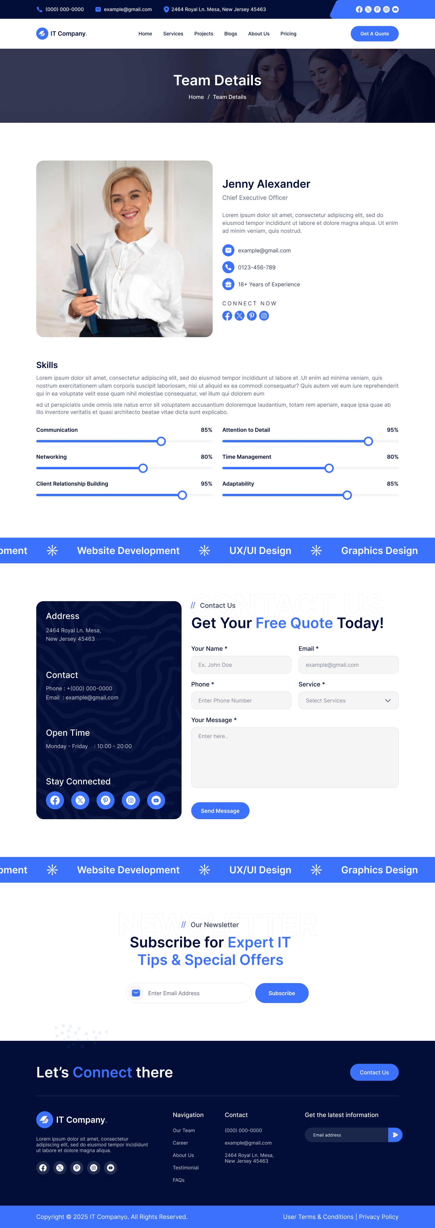 it services and technology website main Blogs Our Team Details page ui ux design