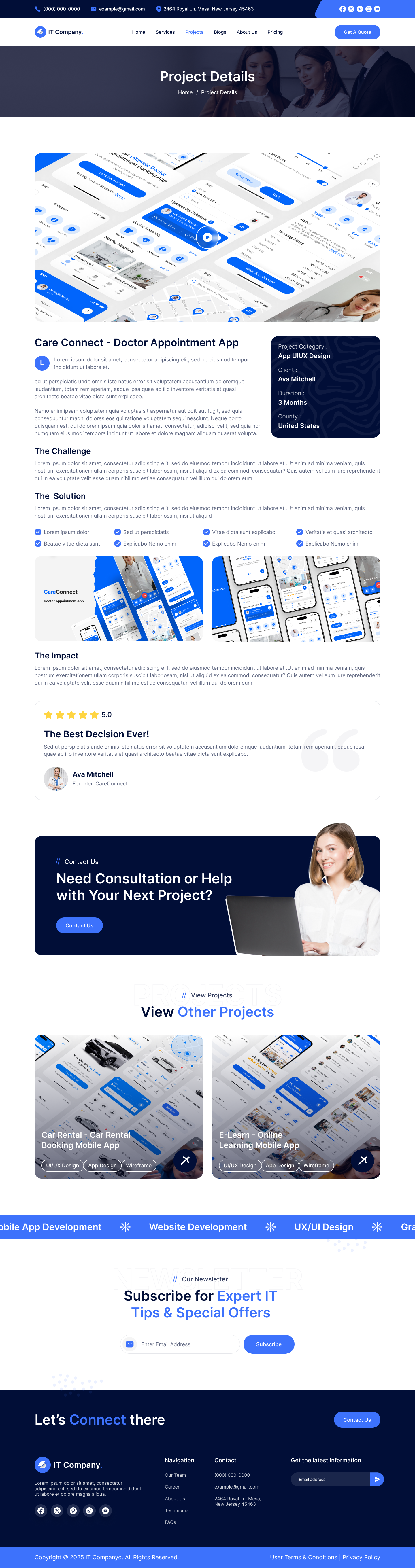it services and technology website main Projects Details page ui ux design