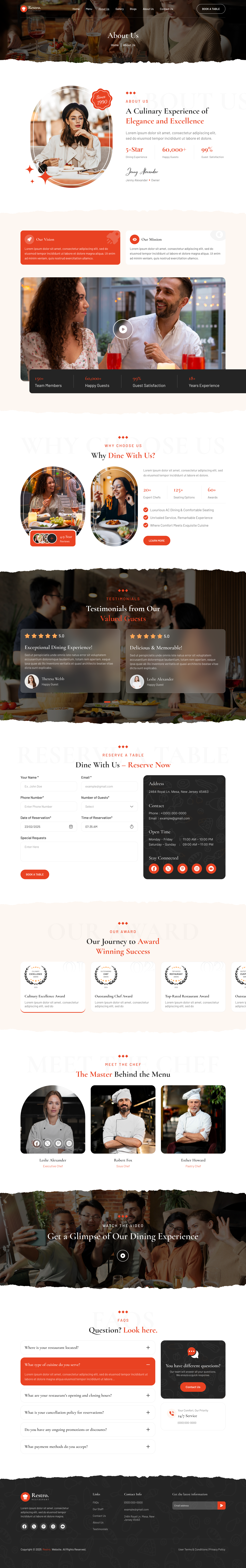 restaurant website Figma ui ux about us page design