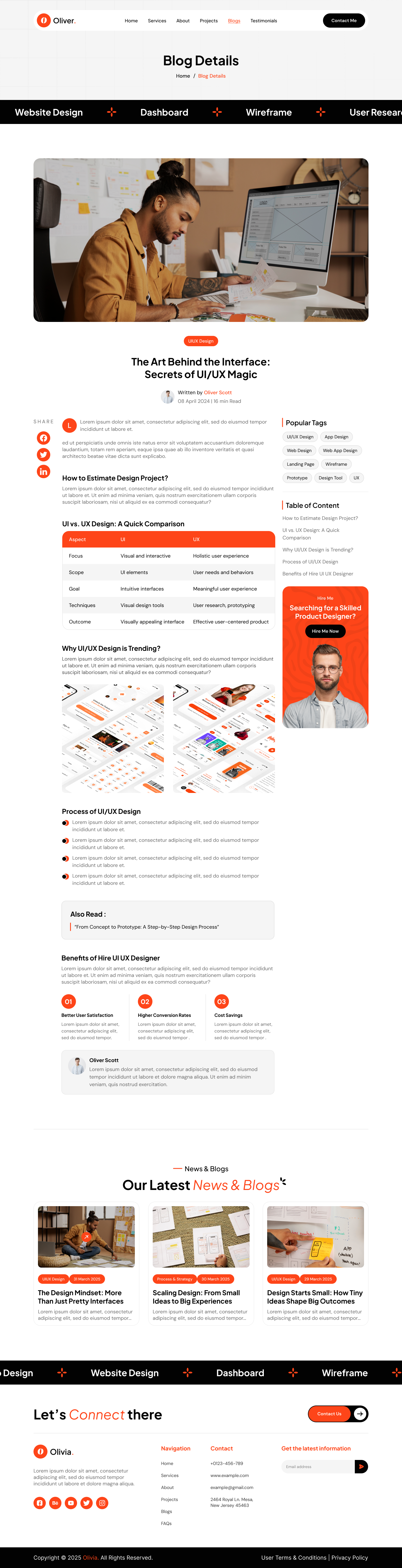 Personal Portfolio Website Blog Details Page UI UX Design