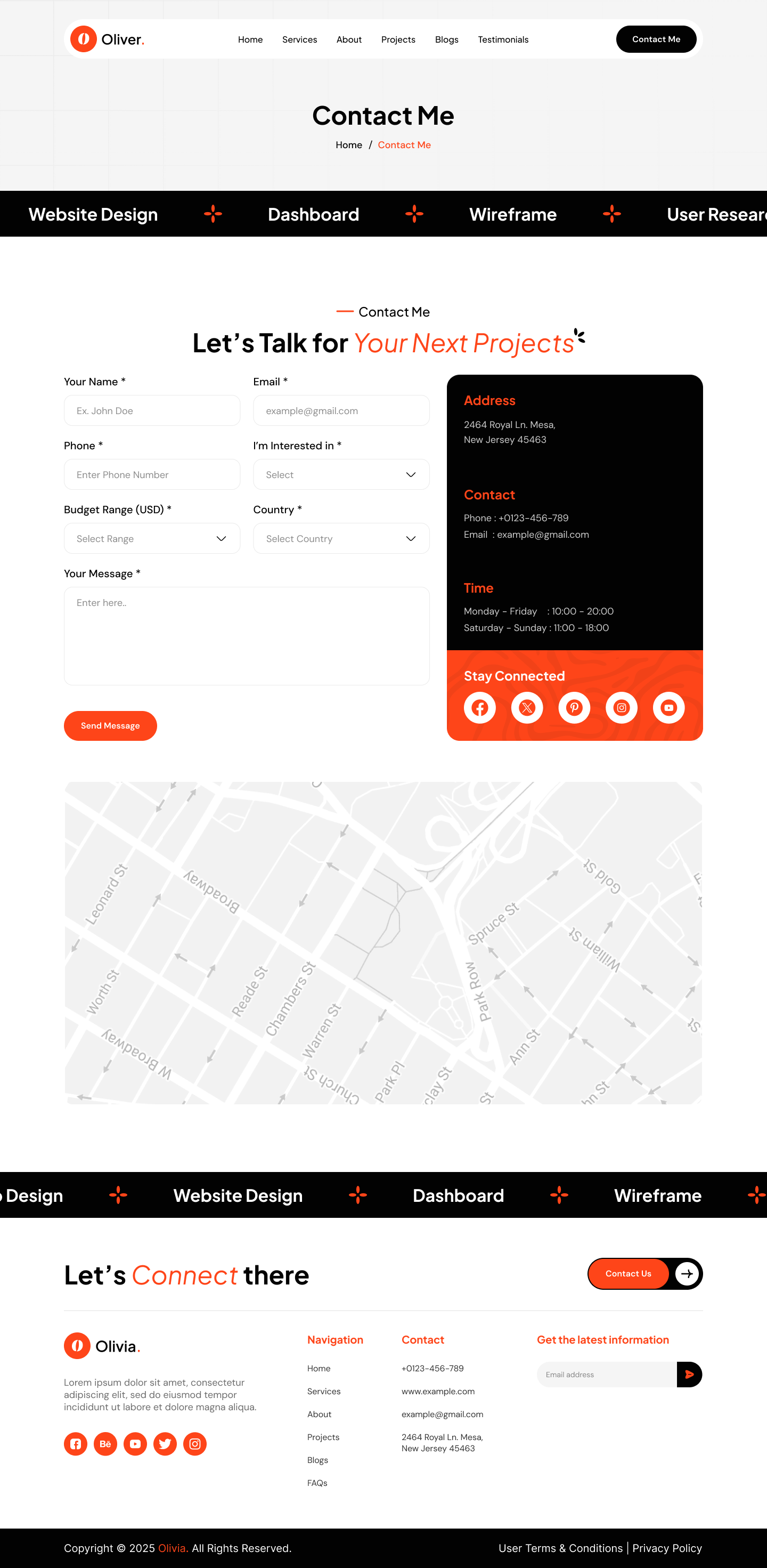 Personal Portfolio Website Contact Me Page UI UX Design