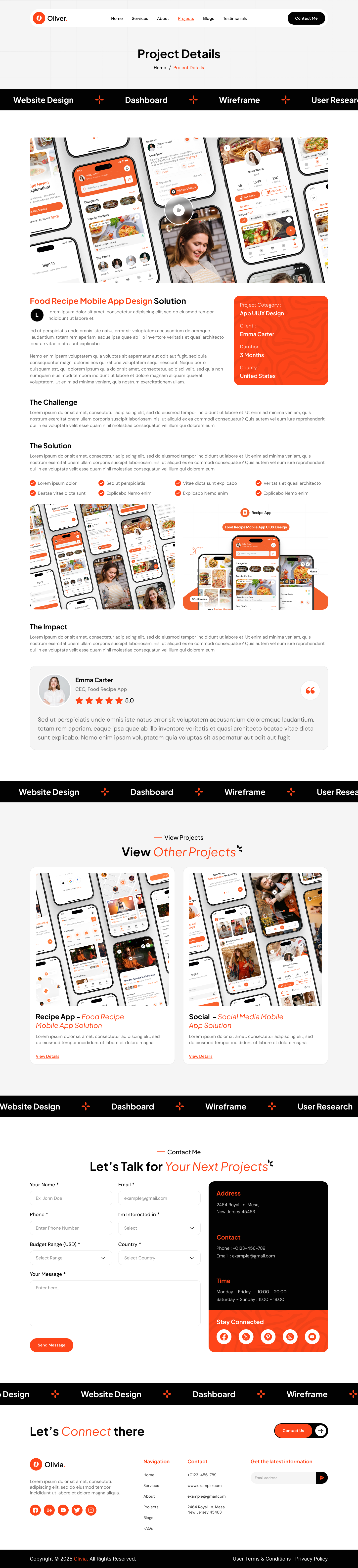 Personal Portfolio Website Project Details Page UI UX Design