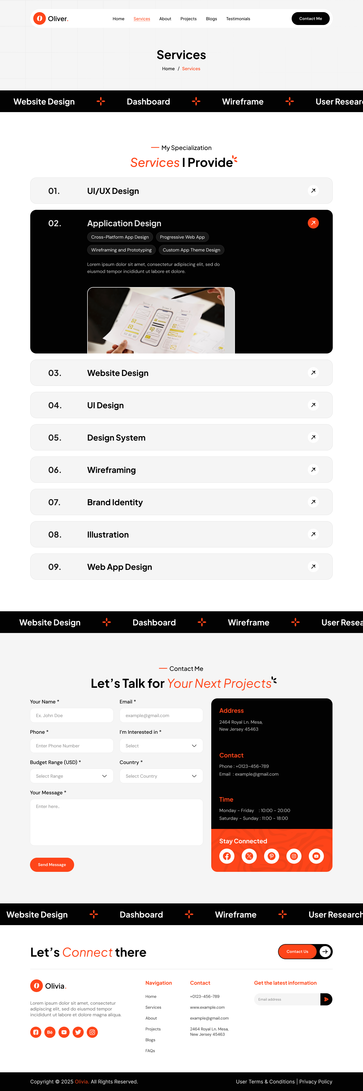 Personal Portfolio Website Services Page UI UX Design