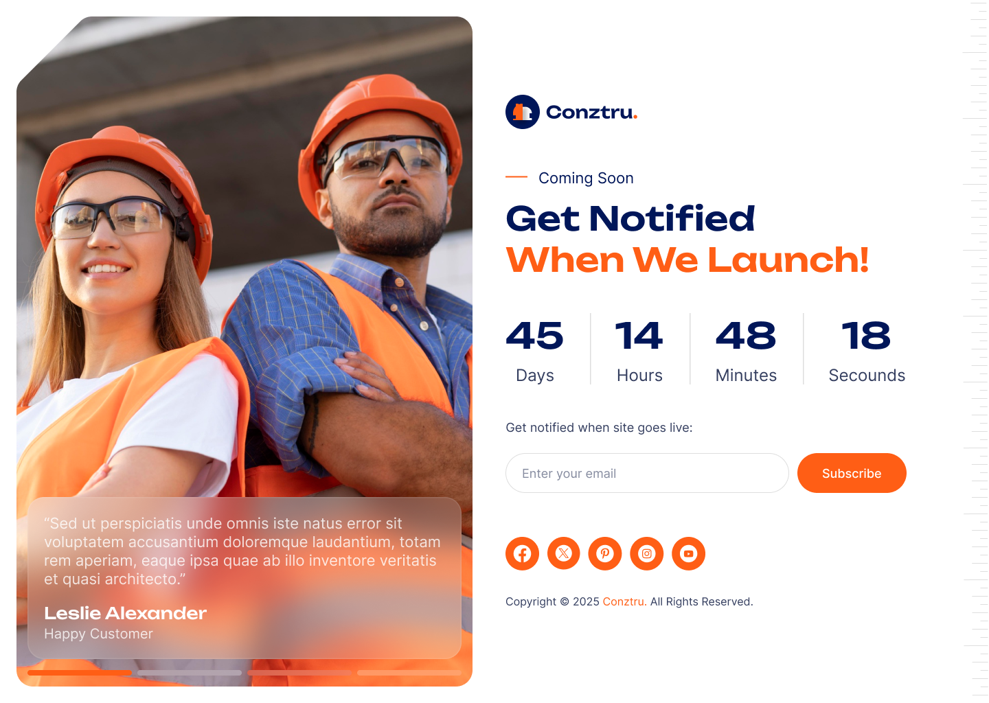 construction website Coming Soon Page ui ux design