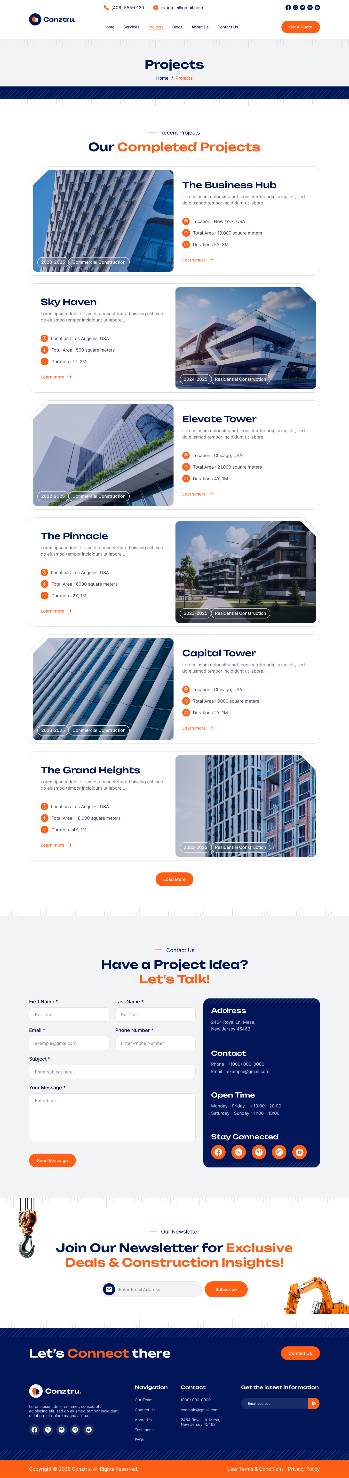 construction website Projects Page ui ux design
