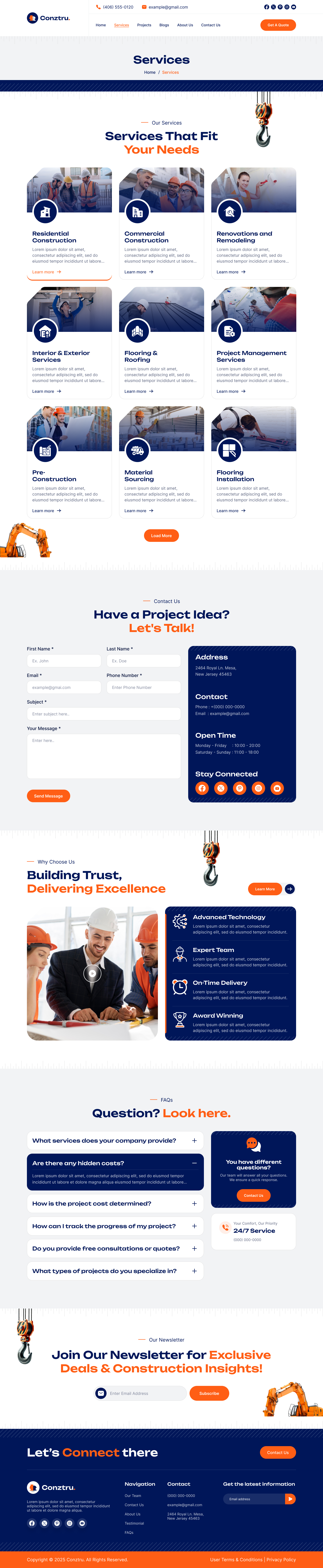 construction website Services Page ui ux design