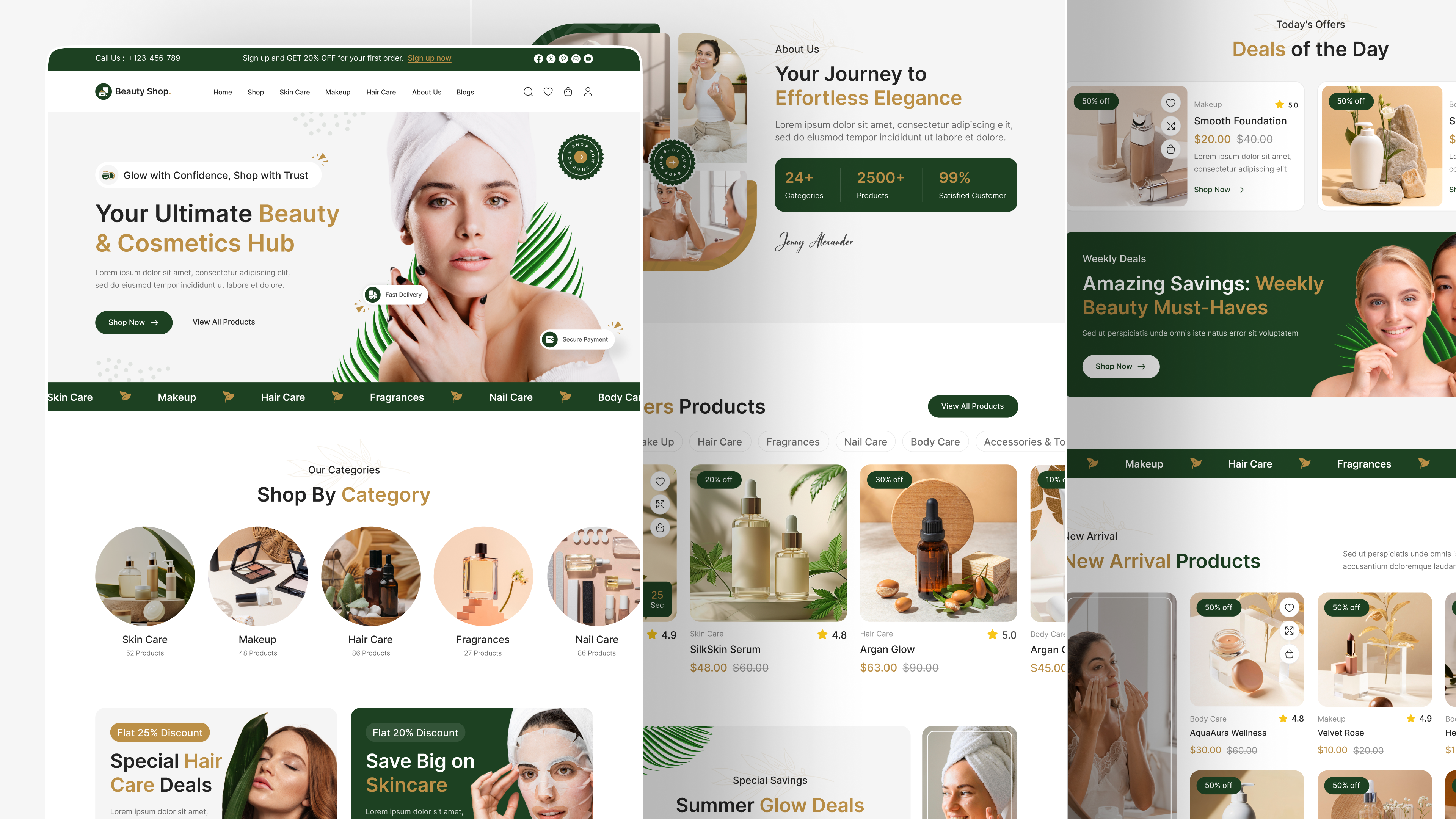 beauty product website ui design preview Home Thumbnail