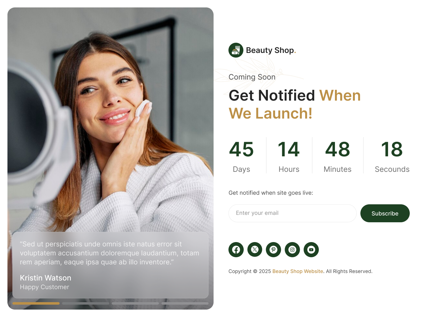 beauty product website ui design coming soon page design