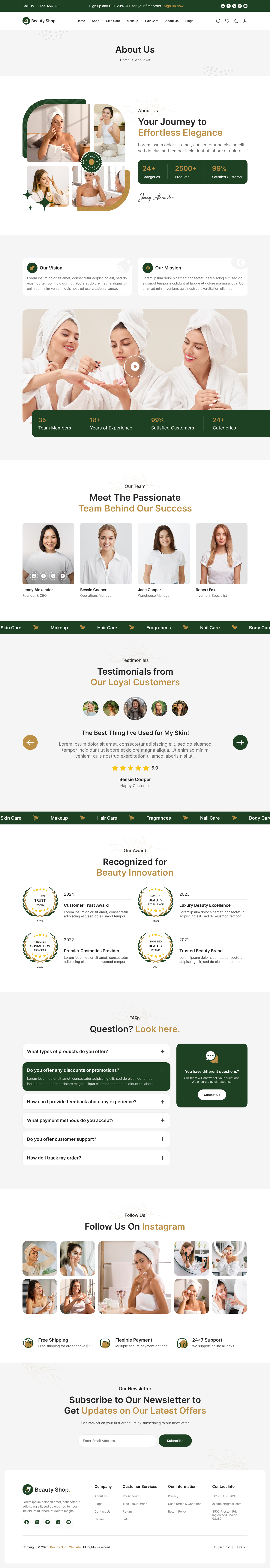 beauty product website ui design about us page design