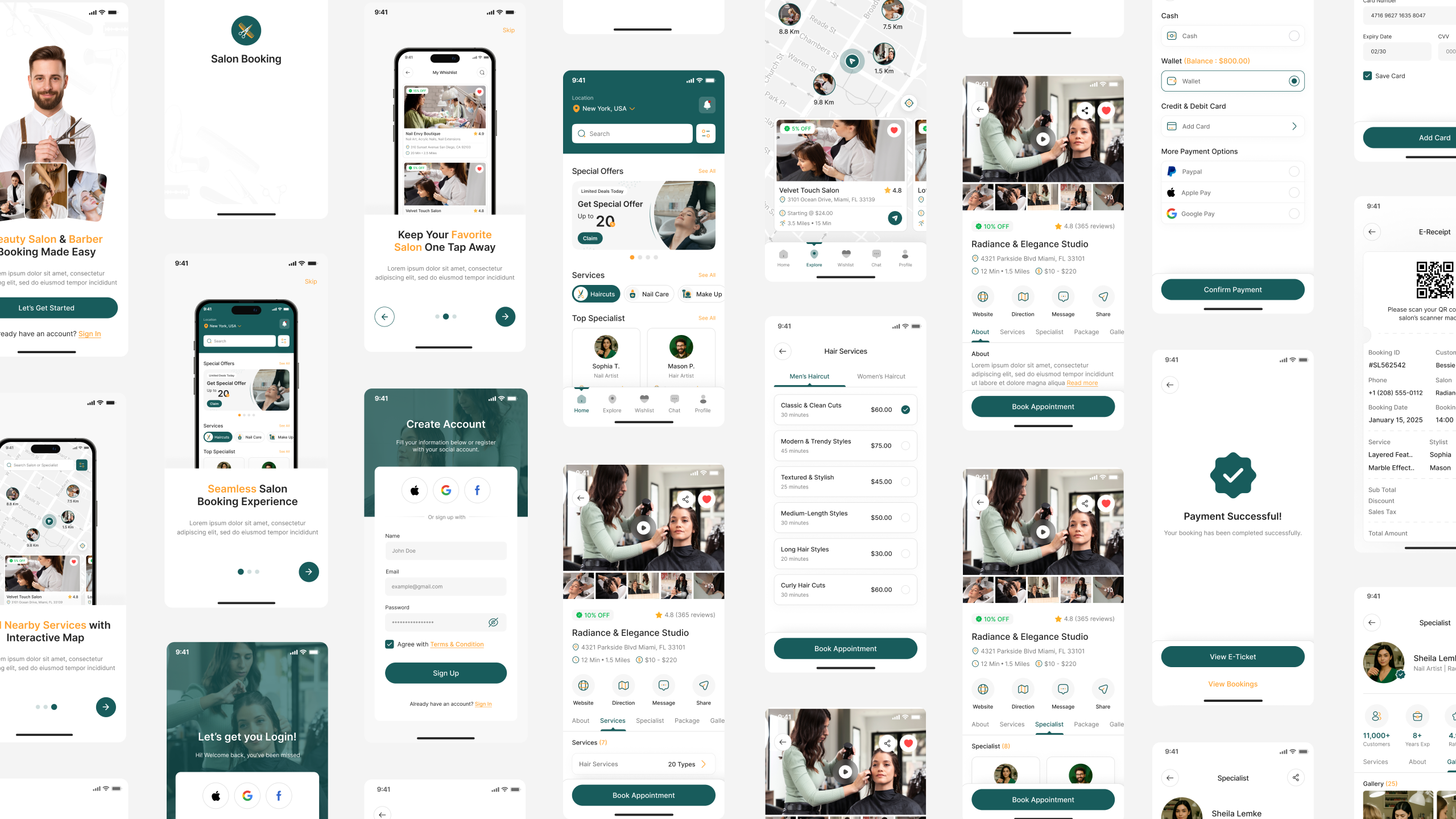 barber booking app ui design