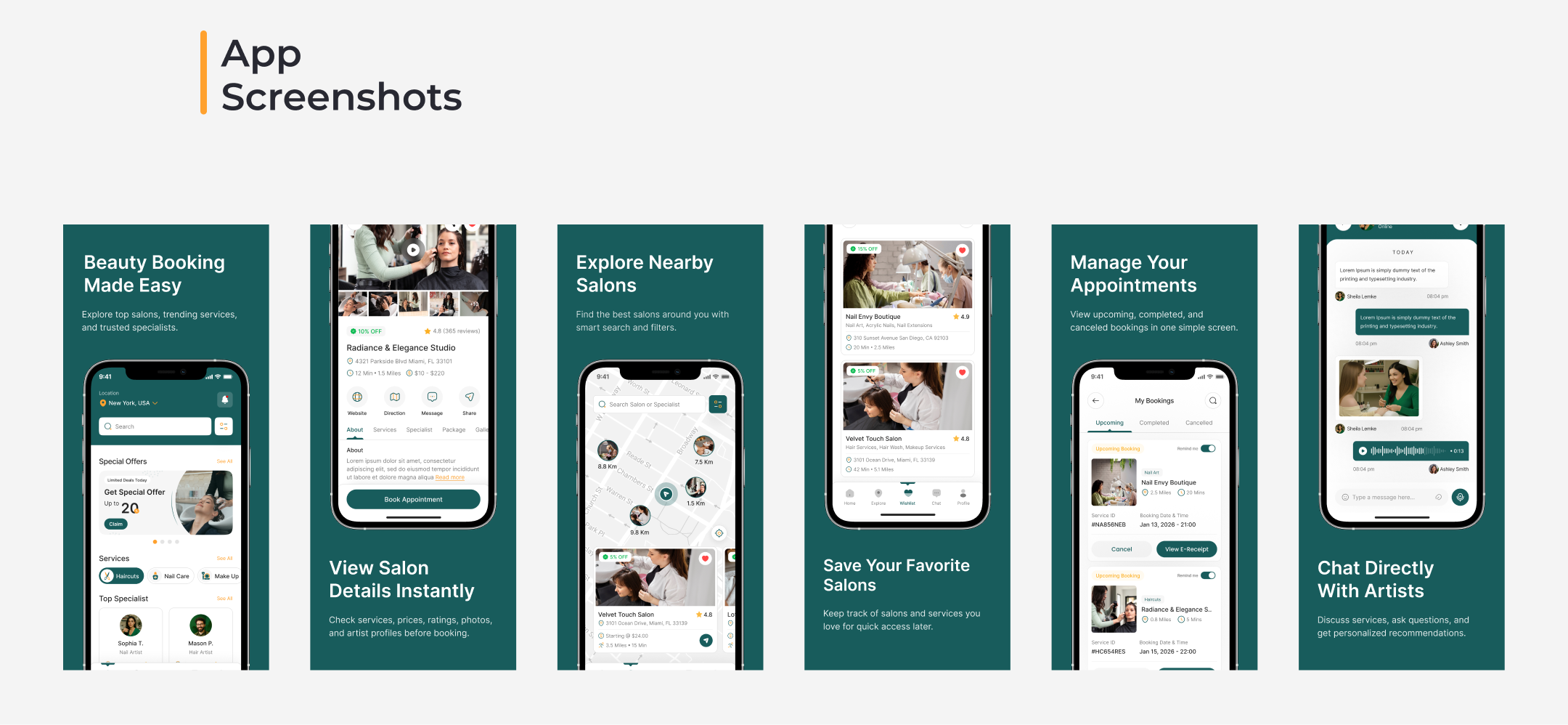 salon booking app ui design