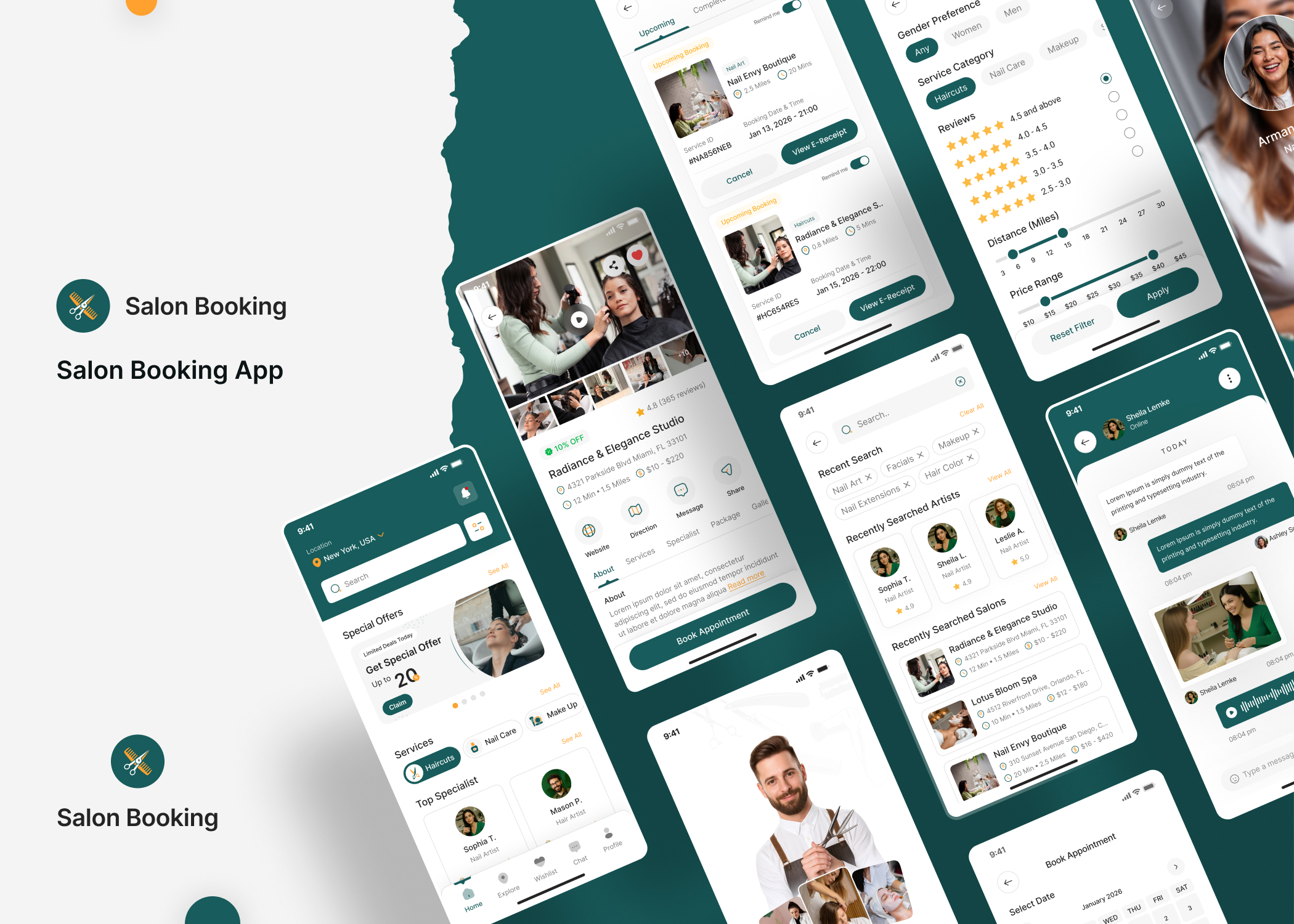 salon booking app ui design
