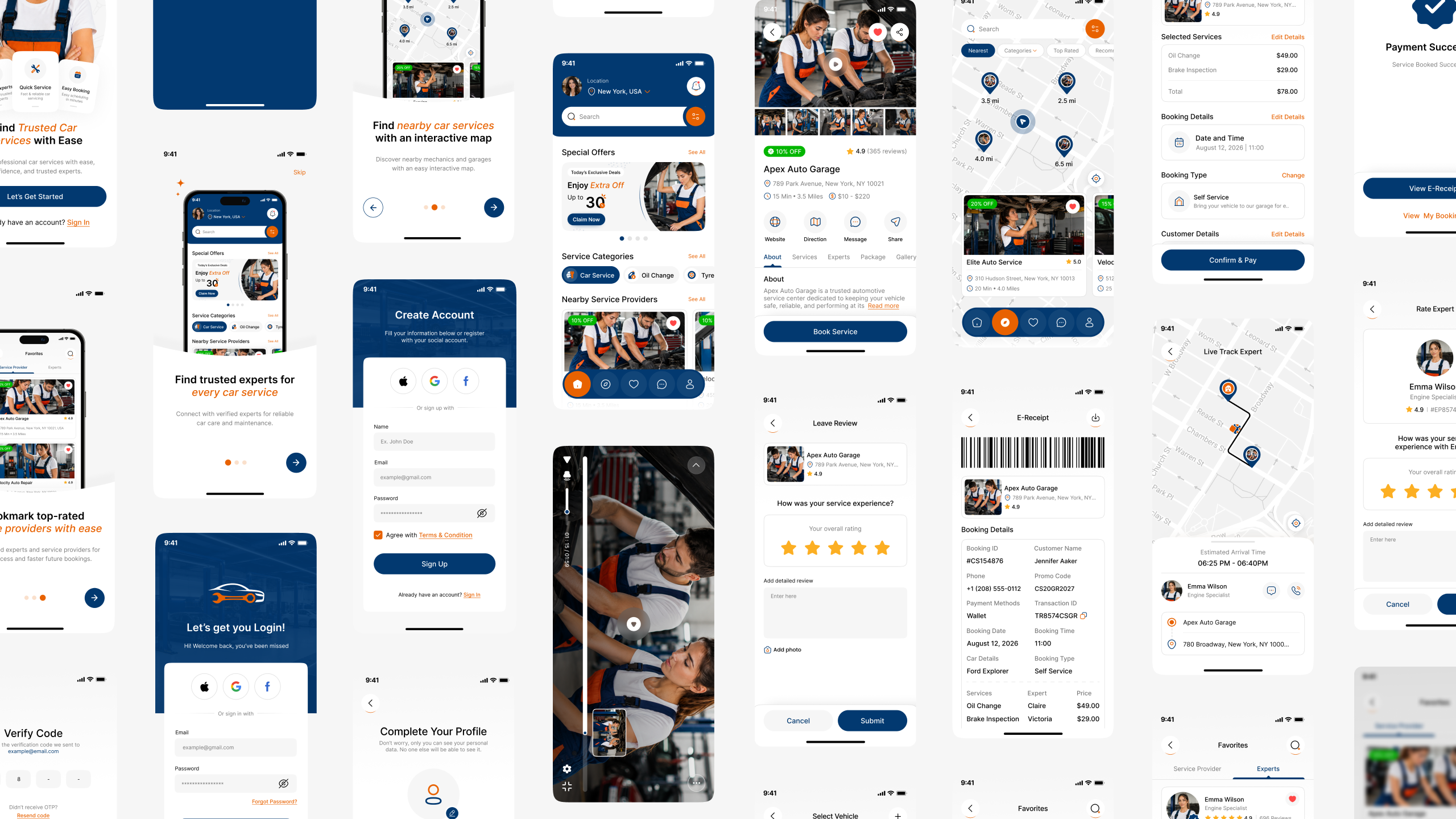 car repair service app ui