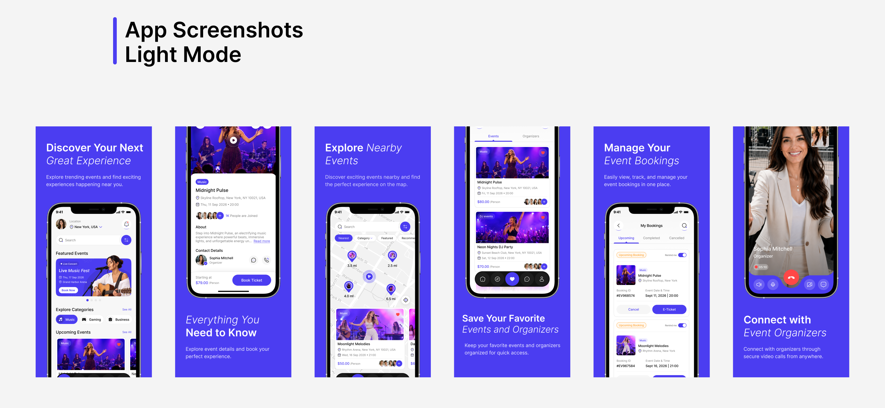 event booking app ui design