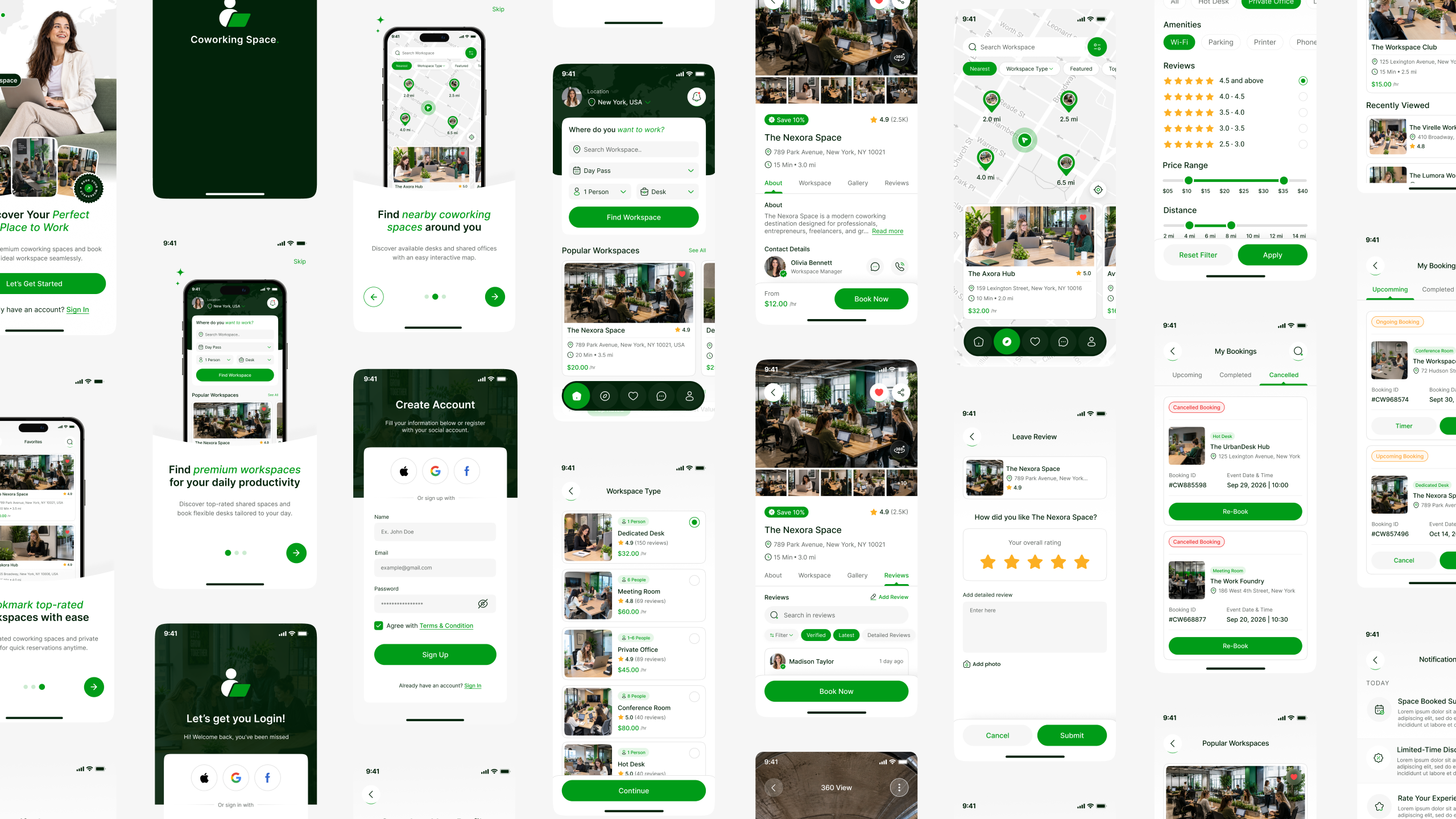 coworking space app ui