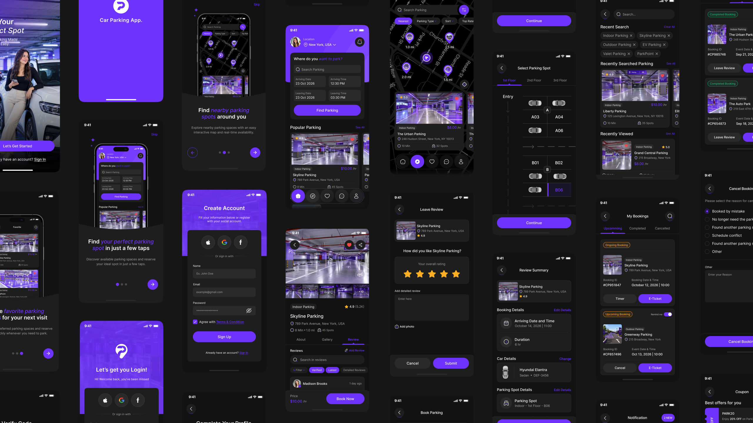 parking spot finder app ui figma