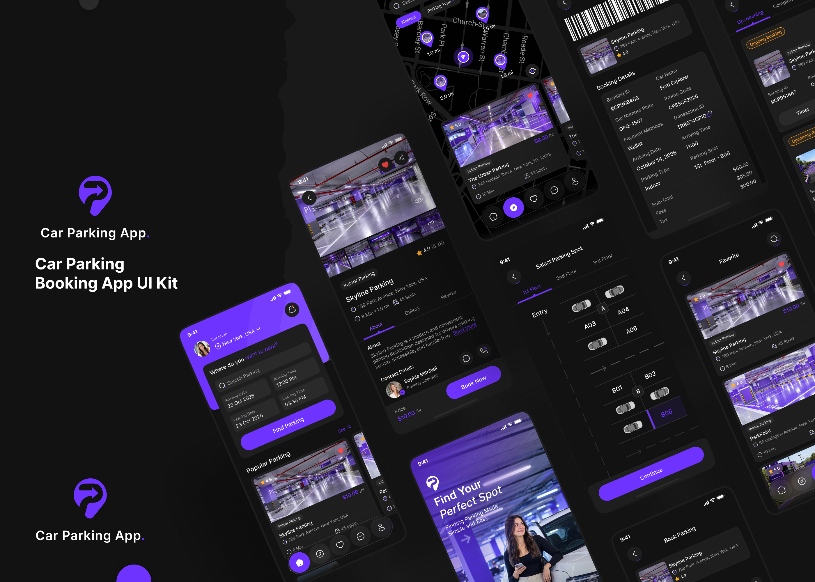 car parking spot finder app ui Figma